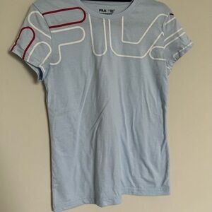 FILA Light Blue Graphic Logo Tee Size Small